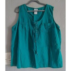 Jaclin Smith  Tops Blouse Women's XXL, Sleeveless, Linen, Rayón, 21.5 Inch Of...